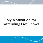 My Motivation for Attending Live Shows