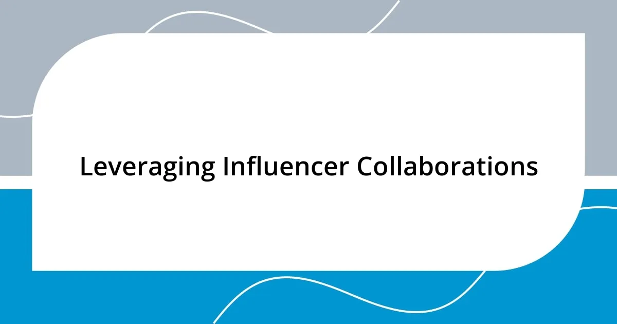 Leveraging Influencer Collaborations