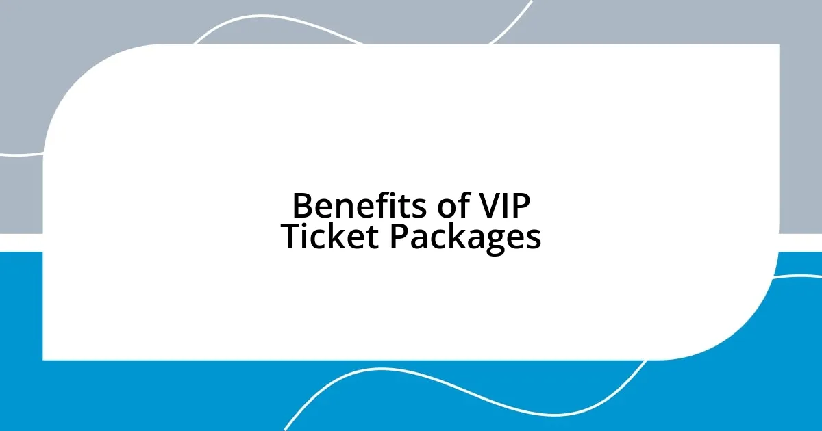 Benefits of VIP Ticket Packages